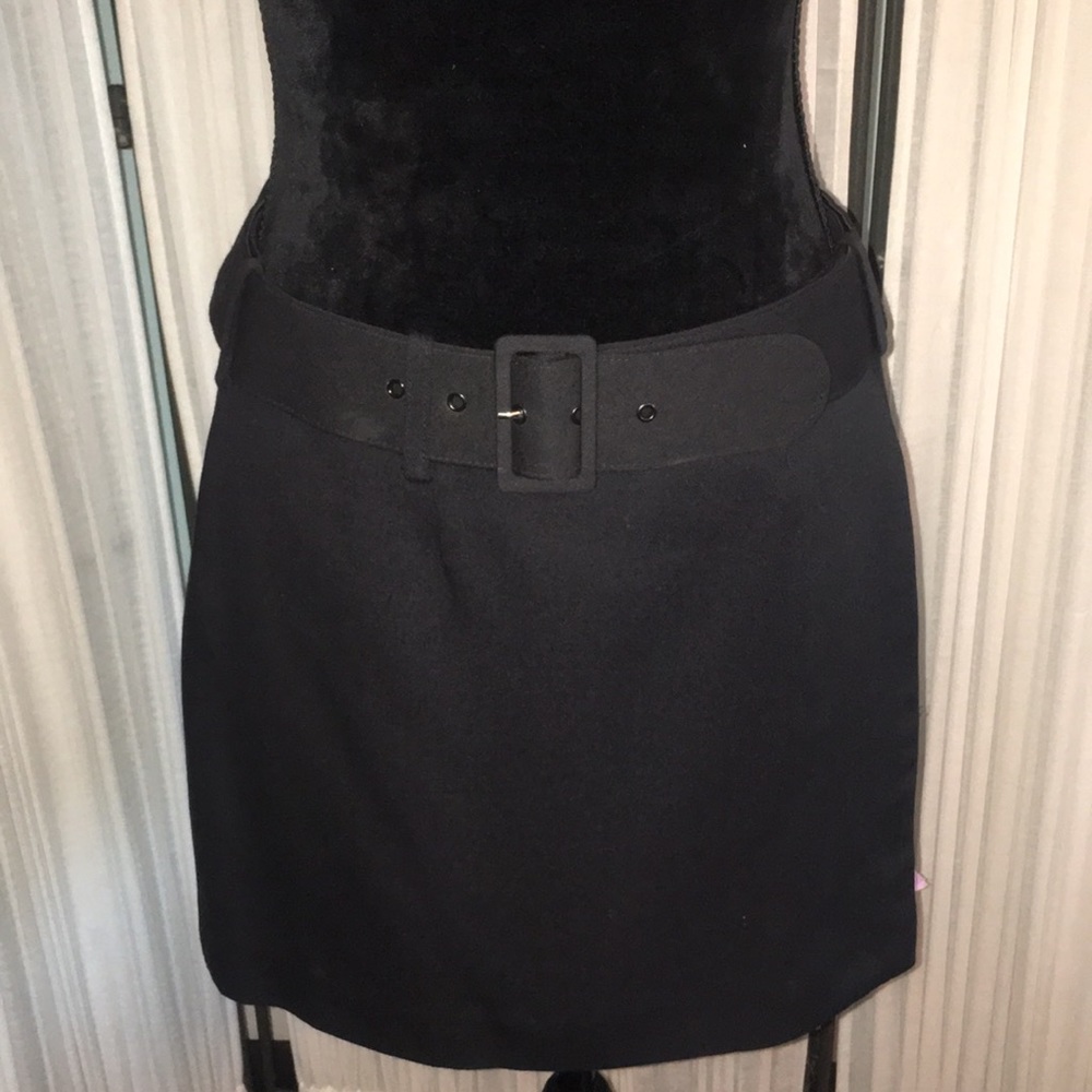Laundry Lined Black Wrap Mini Skirt